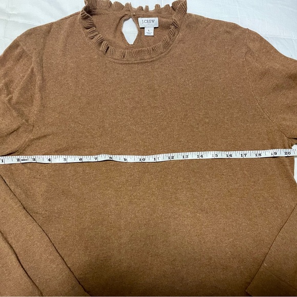 J. Crew Factory Women's Ruffle Neck Camel Brown Sweater - Picture 6 of 6